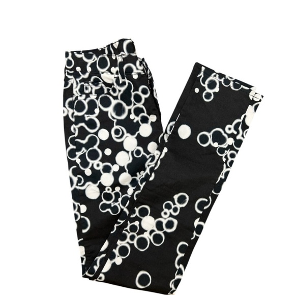 Maison Martin Margiela MM6 Geometric Circles Black White Skinny Pants IT42 US 6 - Picture 2 of 13